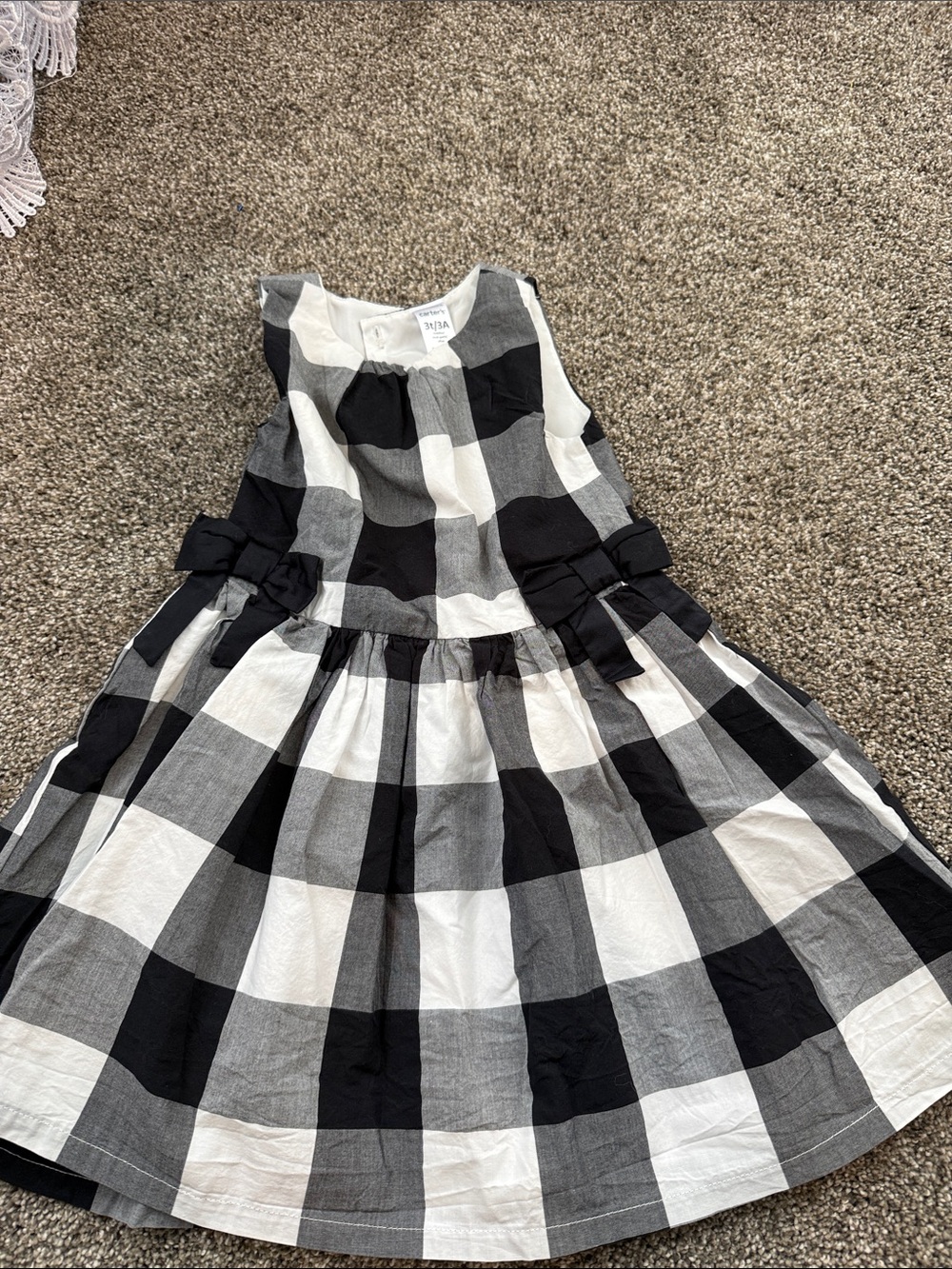 Carter's Black and White Gingham Bow Dress